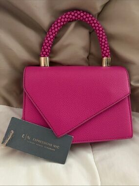 Expressions NYC Hot Pink Beaded-Handle Mini Satchel